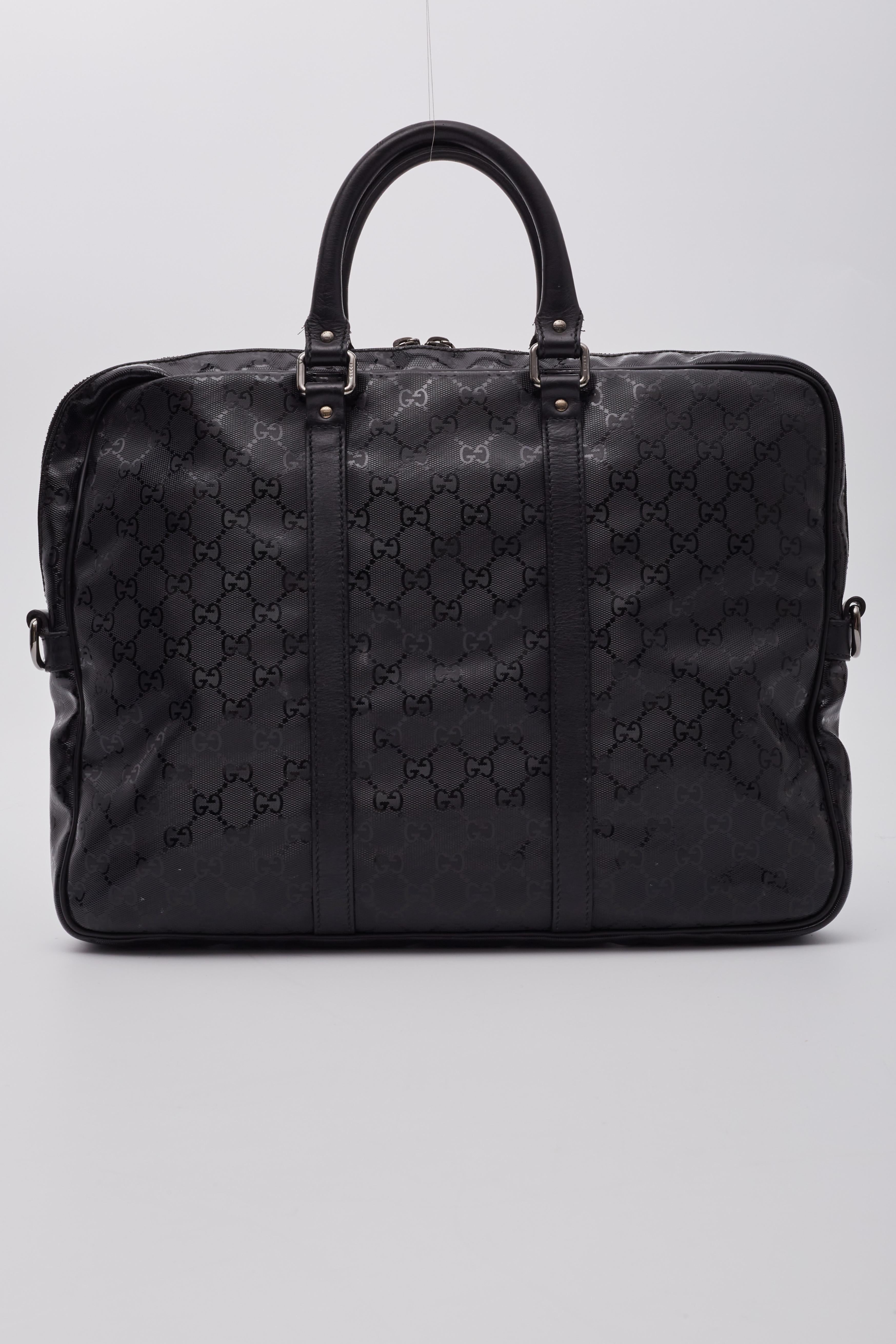 Gucci GG Imprime Canvas Black Briefcase Large In Good Condition For Sale In Montreal, Quebec