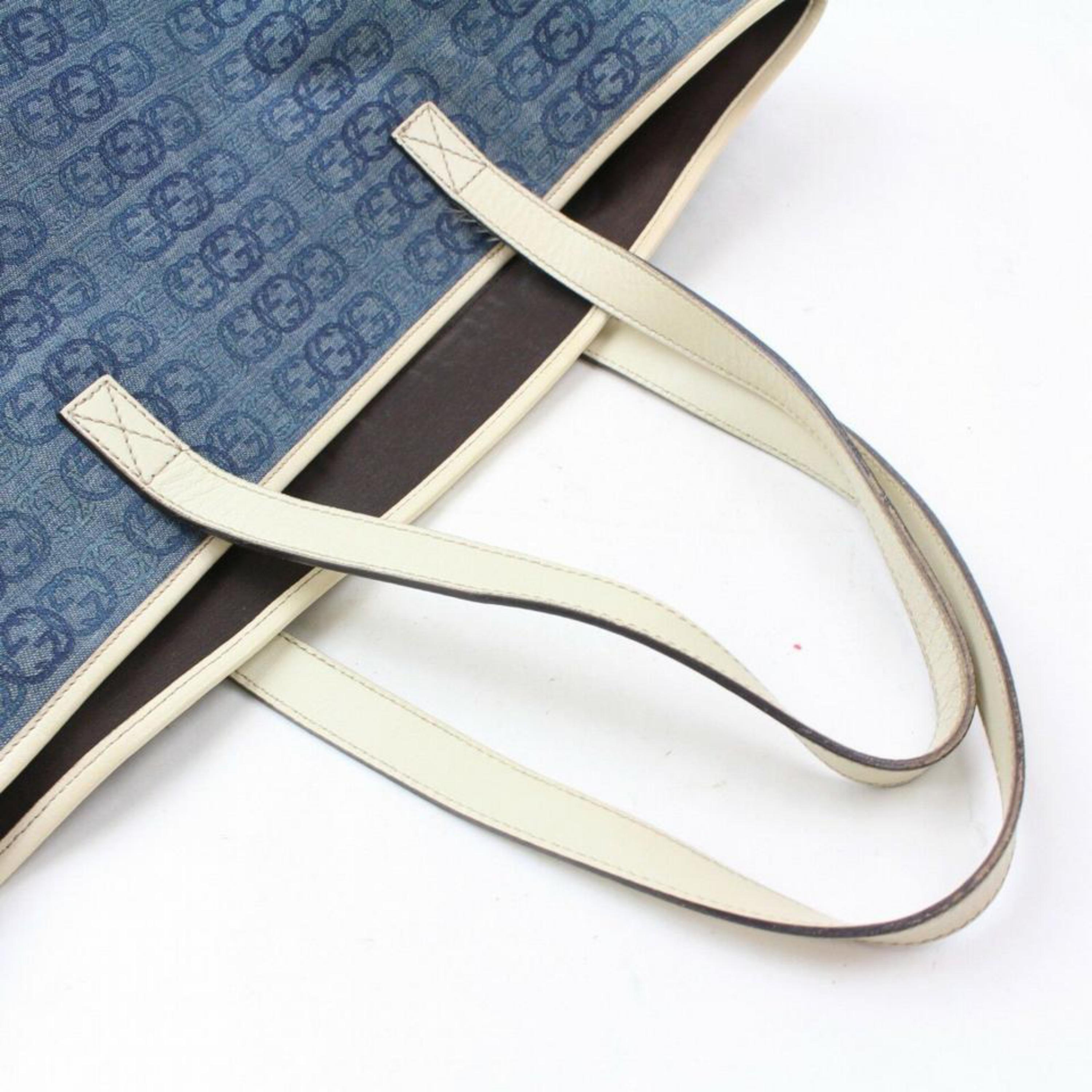 Women's Gucci Gg Interlocking Monogram 870030 Blue Denim Tote For Sale