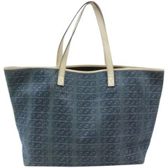 Vintage Gucci Gg Interlocking Monogram 870030 Blue Denim Tote