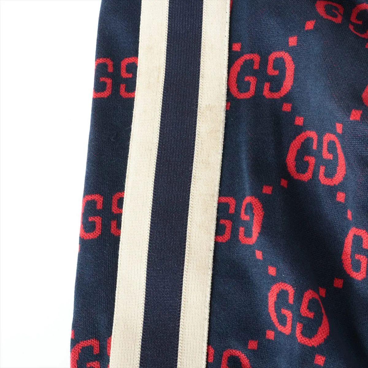 Gucci GG Jacquard Cotton Track Pants Navy Blue x Red For Sale 5