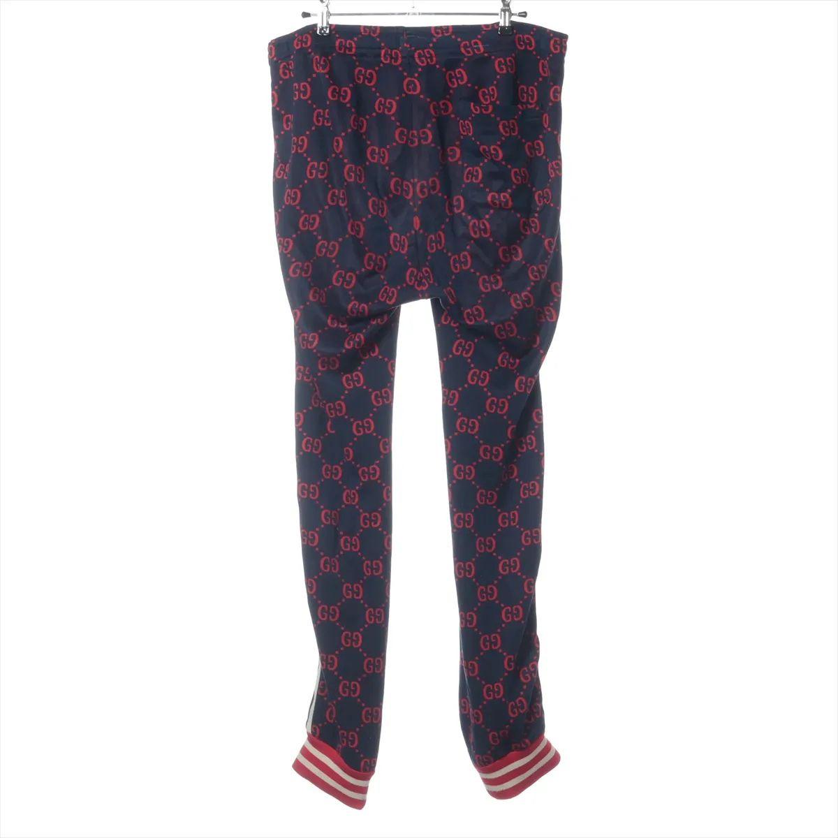 Black Gucci GG Jacquard Cotton Track Pants Navy Blue x Red For Sale