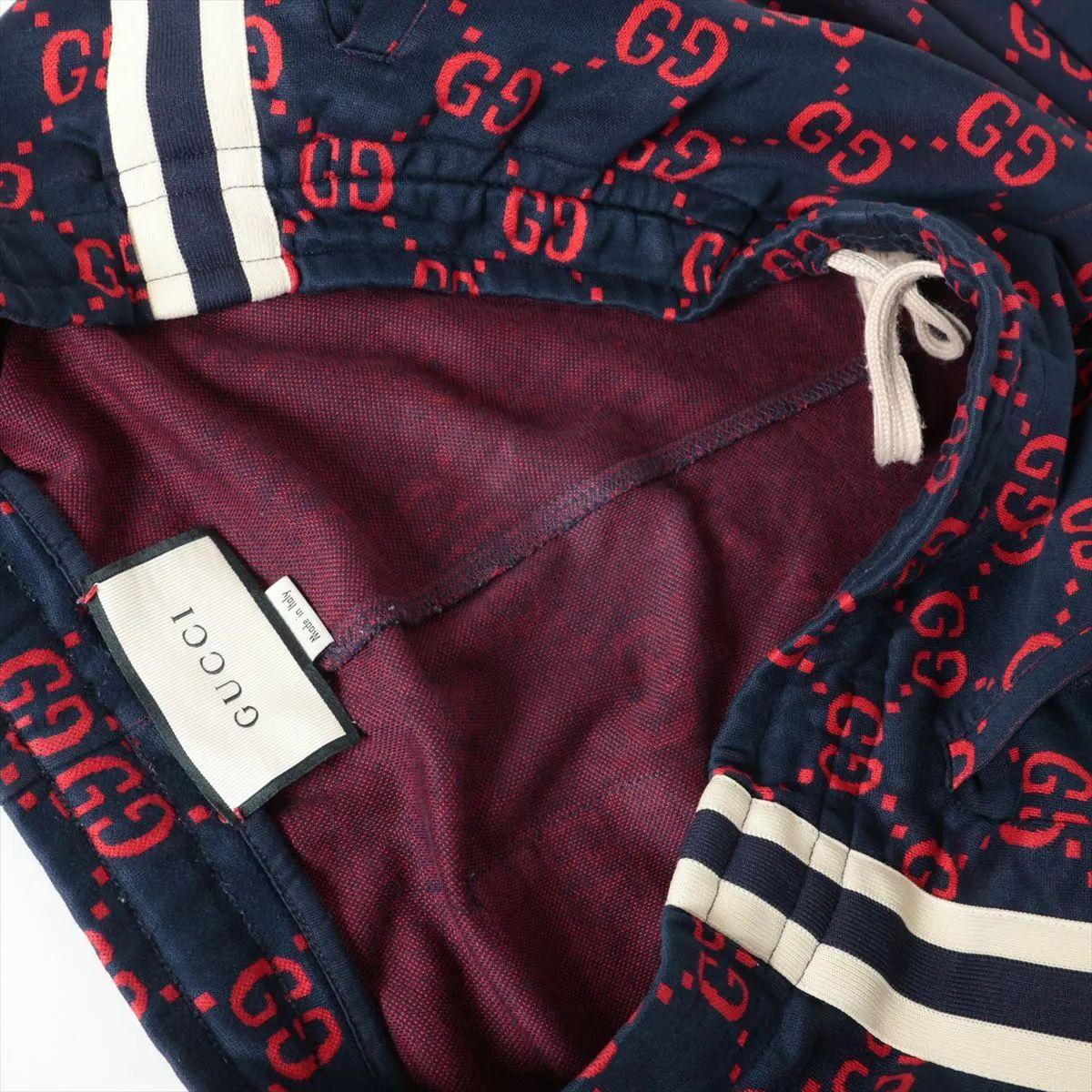 Gucci GG Jacquard Cotton Track Pants Navy Blue x Red In Good Condition For Sale In Humacao, PR