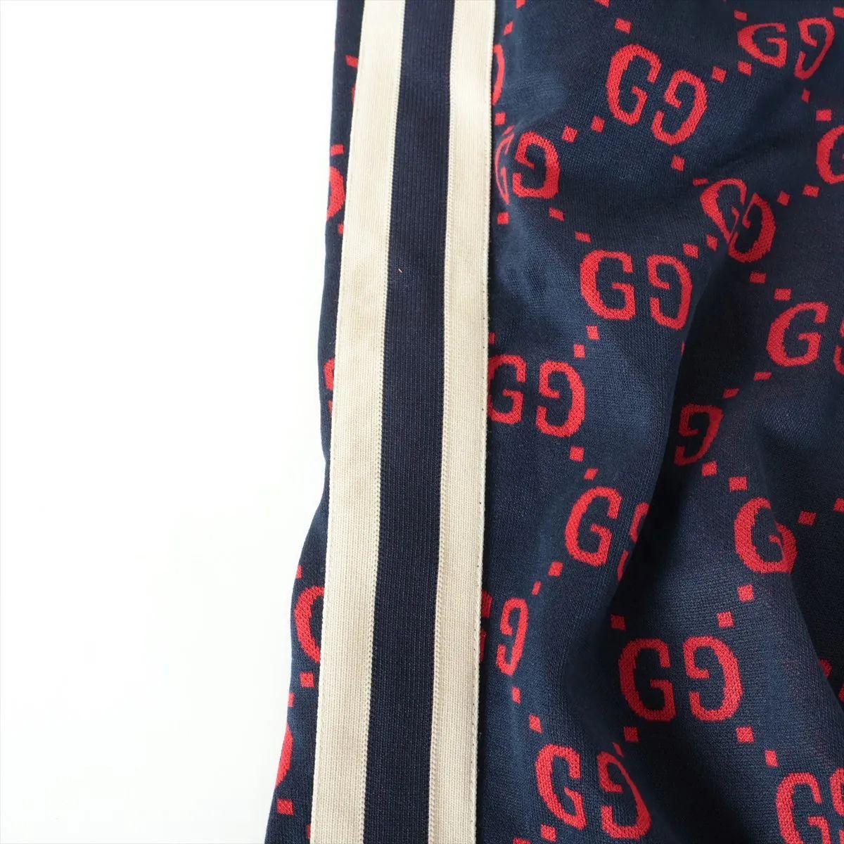 Gucci GG Jacquard Cotton Track Pants Navy Blue x Red For Sale 4