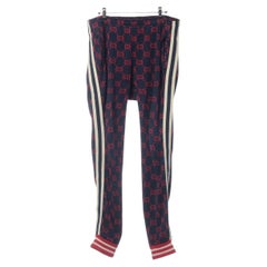 Gucci GG Jacquard Cotton Track Pants Navy Blue x Red