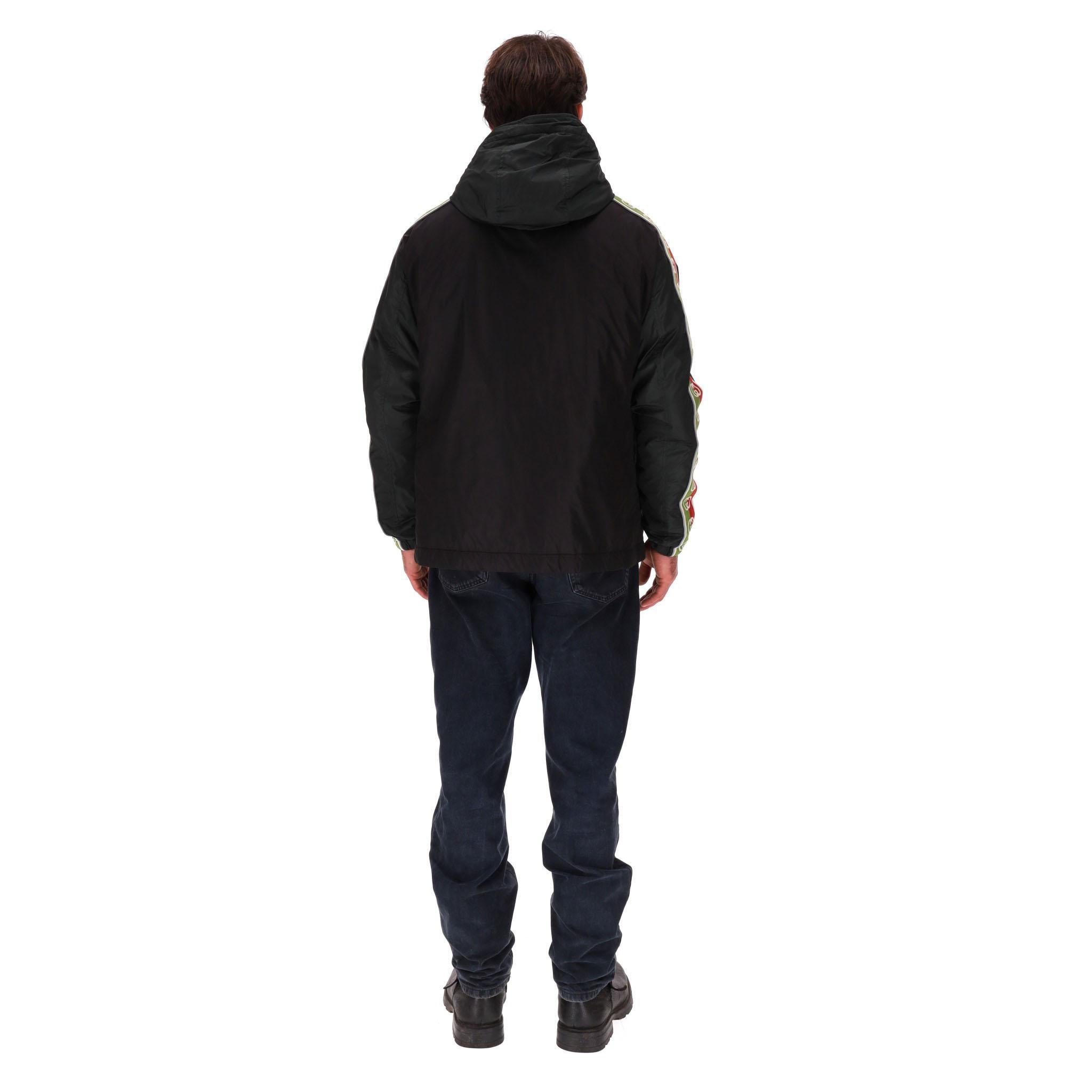 Gucci GG Jacquard Logo & Web Stripe Nylon Jacket In Good Condition For Sale In London, GB