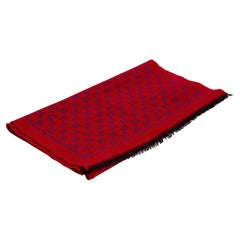 Gucci "GG Jacquard" Red Wool Scarf NEW