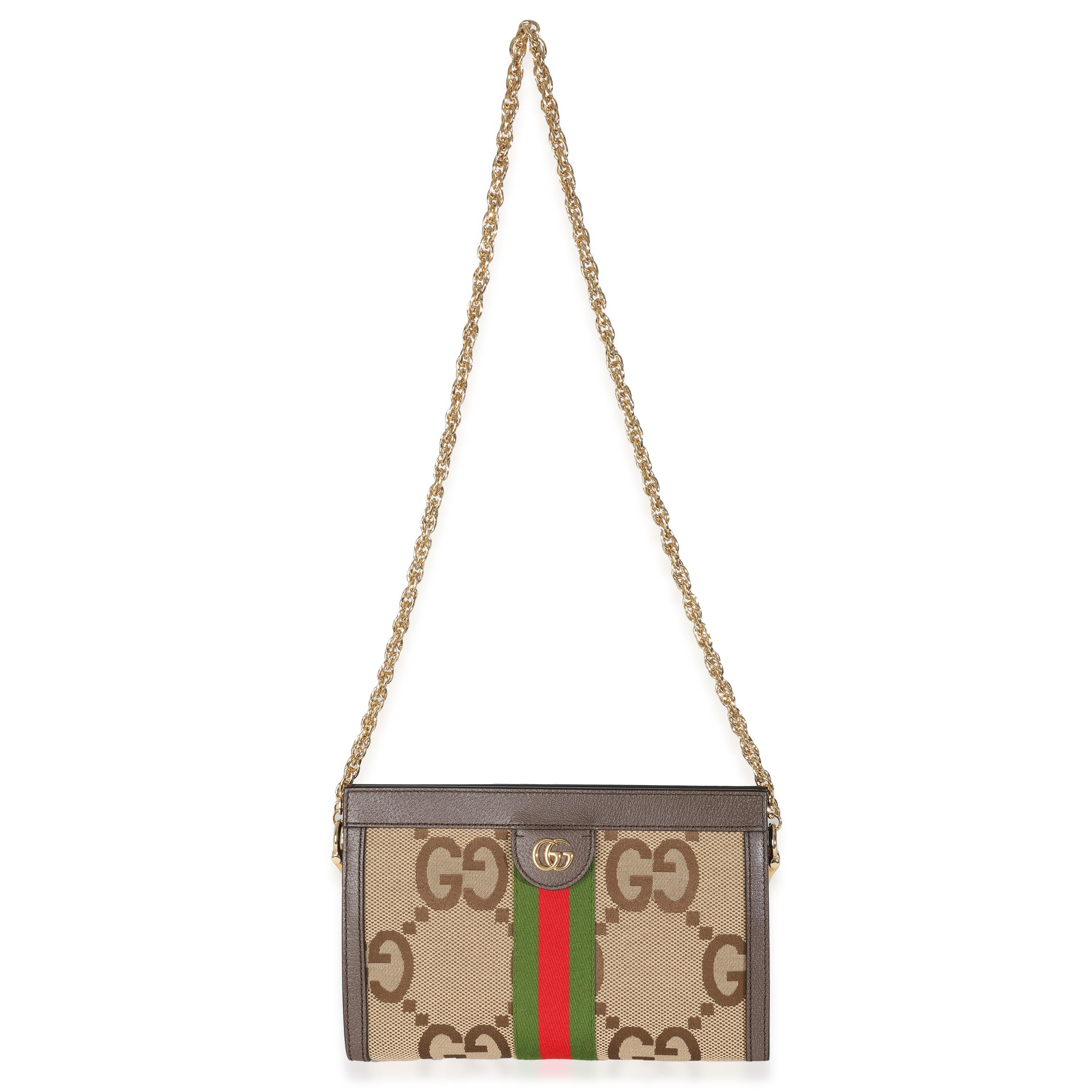 Gucci GG Jumbo Dollar Calfskin Web Small Ophidia Chain Shoulder Bag For Sale 2