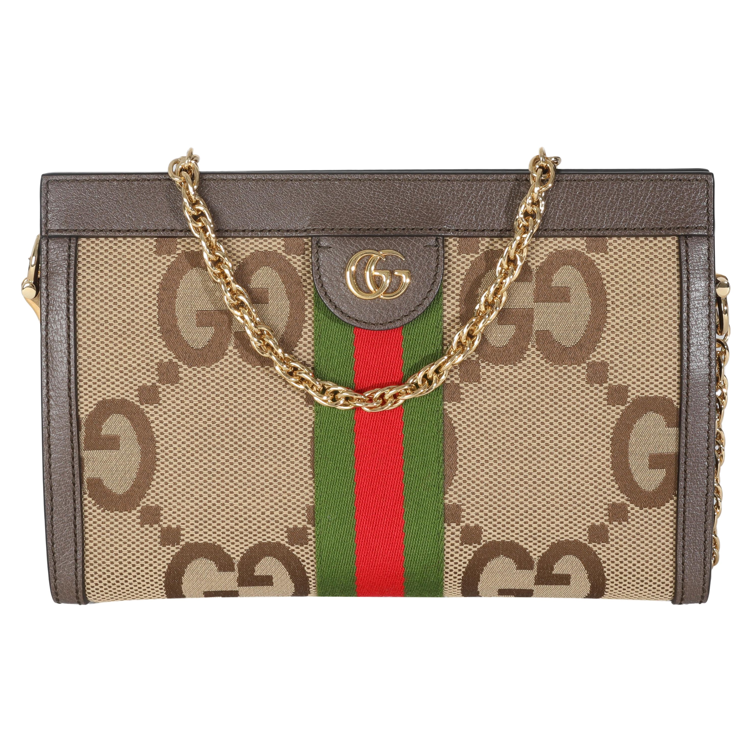 Gucci GG Jumbo Dollar Calfskin Web Small Ophidia Chain Shoulder Bag For Sale