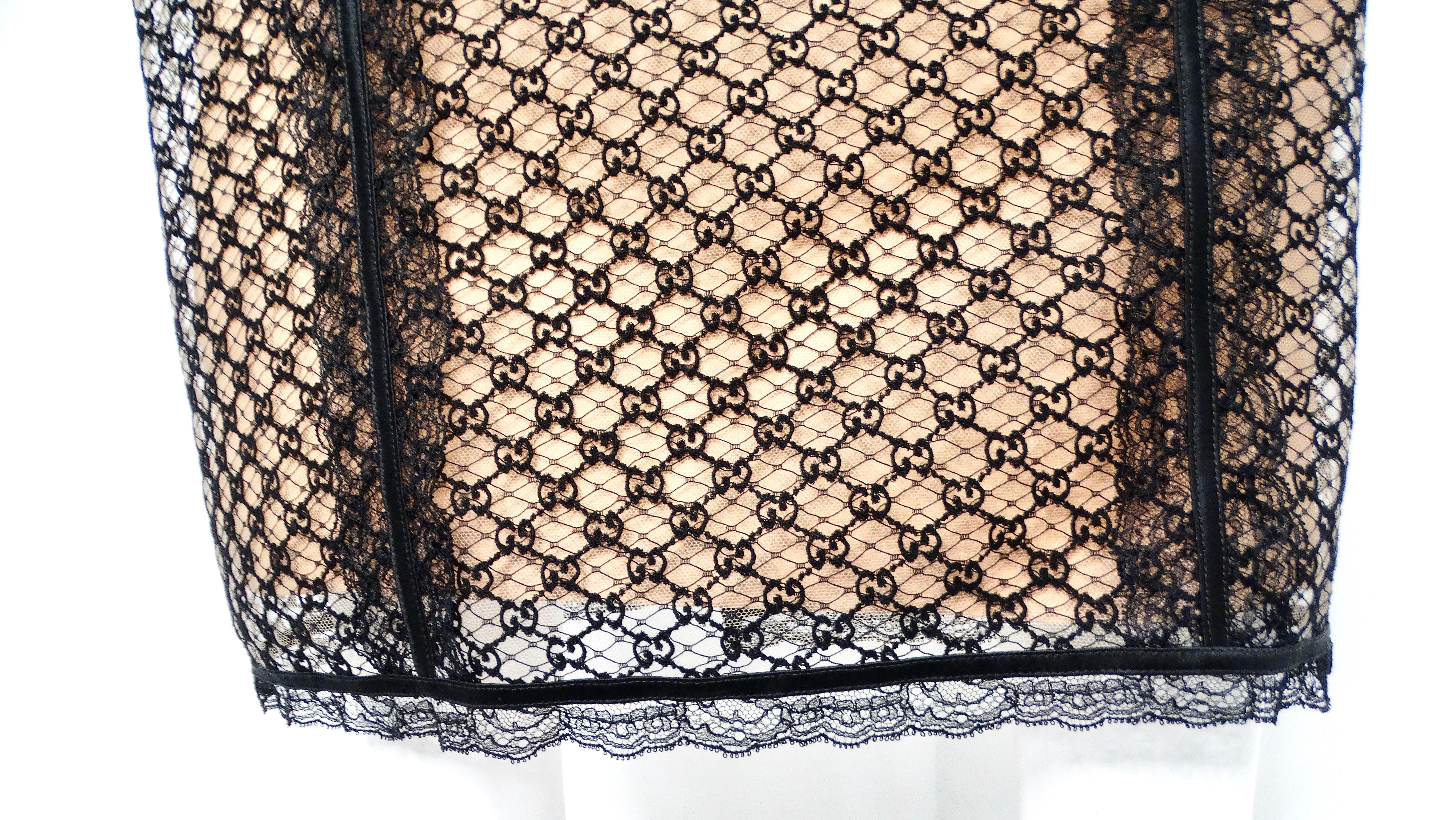 Gucci GG Falda Midi Bordada De Encaje Con Slip De Seda Adosable en venta 5