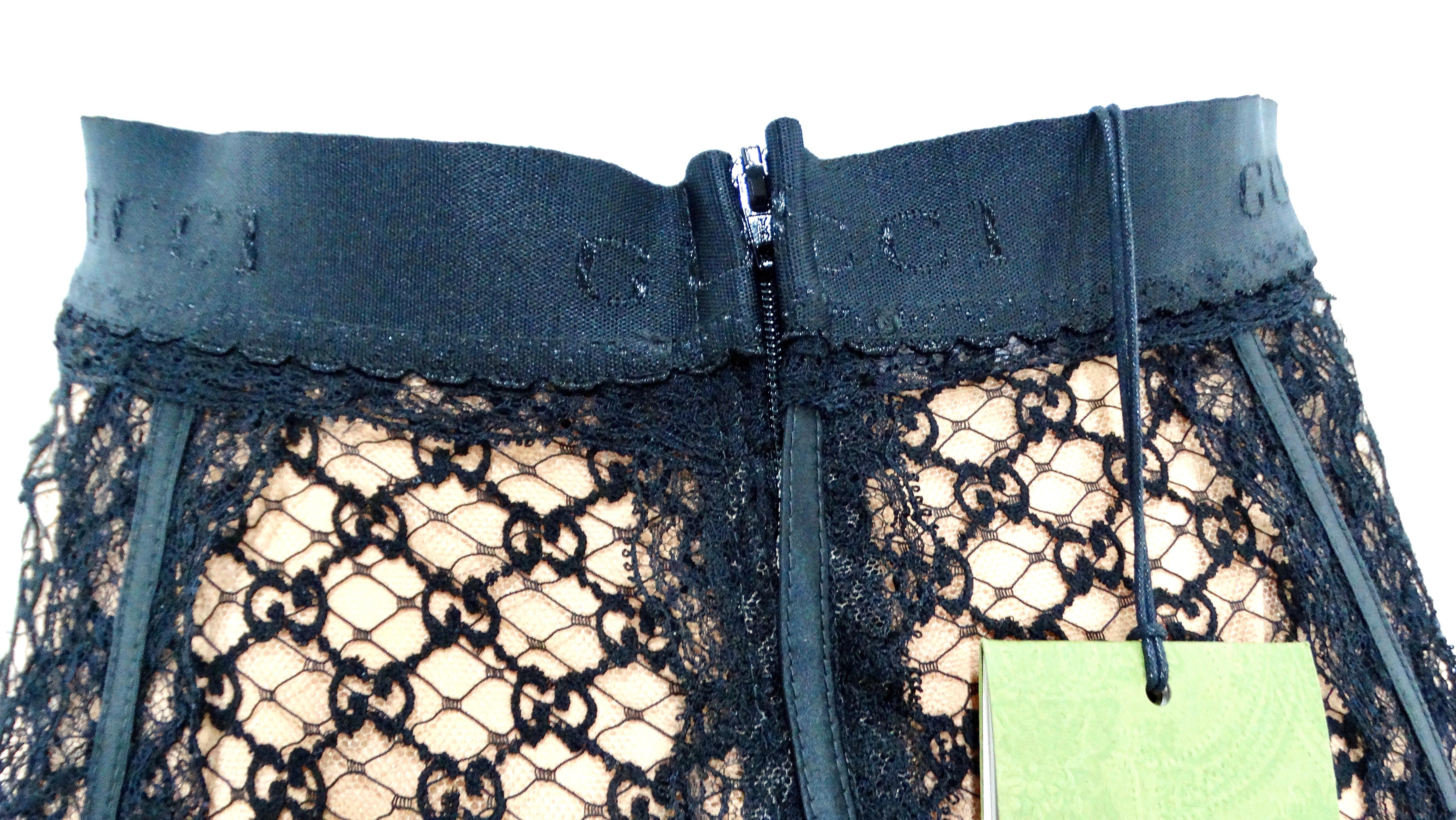 De las mujeres Gucci GG Falda Midi Bordada De Encaje Con Slip De Seda Adosable en venta