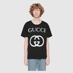 Gucci GG Logo Black Cotton T-shirt L