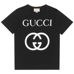 Gucci GG Logo Black Cotton T-shirt L