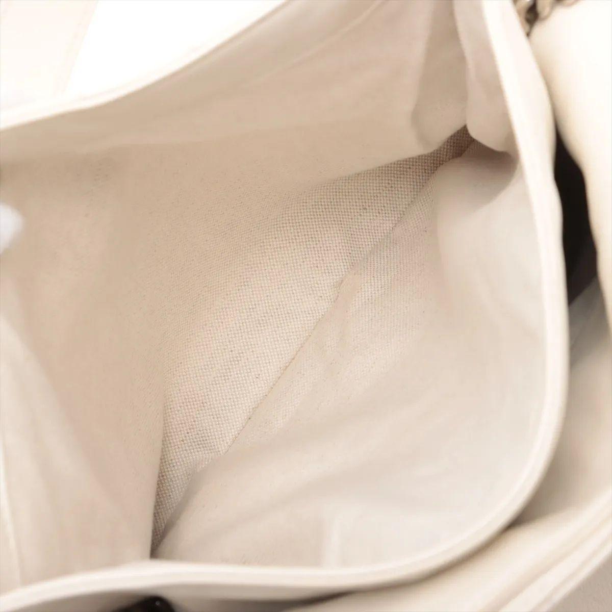 Gucci GG Logo Blondie Leather Shoulder Tote Bag White For Sale 6