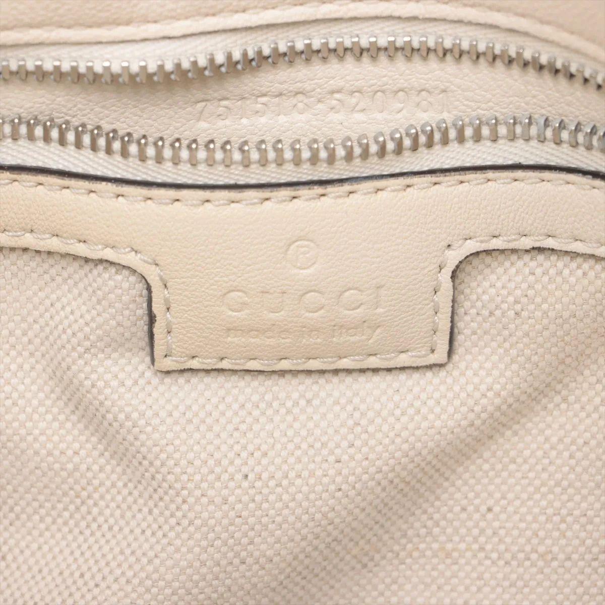 Gucci GG Logo Blondie Leather Shoulder Tote Bag White For Sale 8