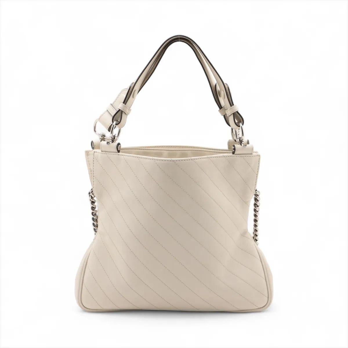 Gucci GG Logo Blondie Leather Shoulder Tote Bag White In Good Condition For Sale In Humacao, PR