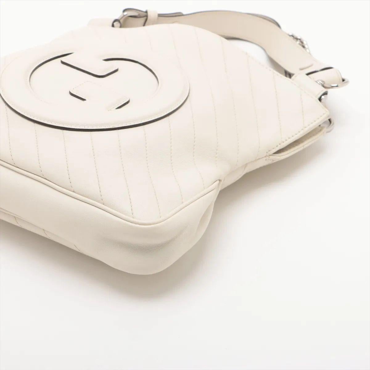 Women's Gucci GG Logo Blondie Leather Shoulder Tote Bag White For Sale
