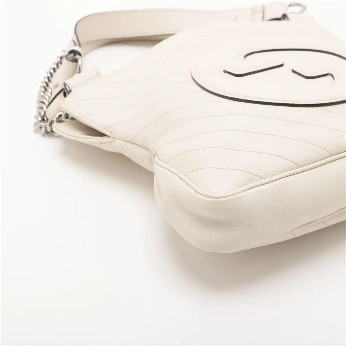 Gucci GG Logo Blondie Leather Shoulder Tote Bag White For Sale 1