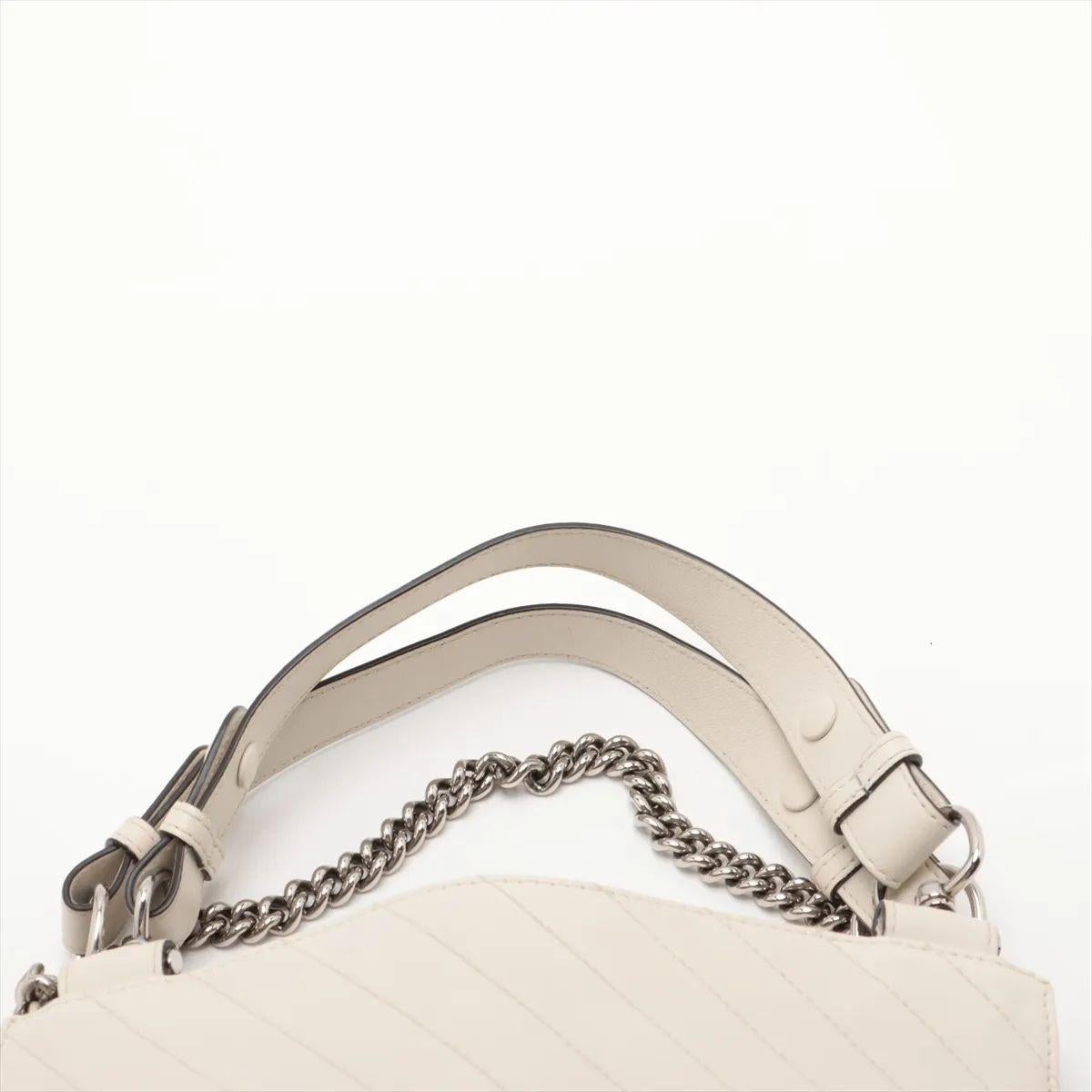 Gucci GG Logo Blondie Leather Shoulder Tote Bag White For Sale 3