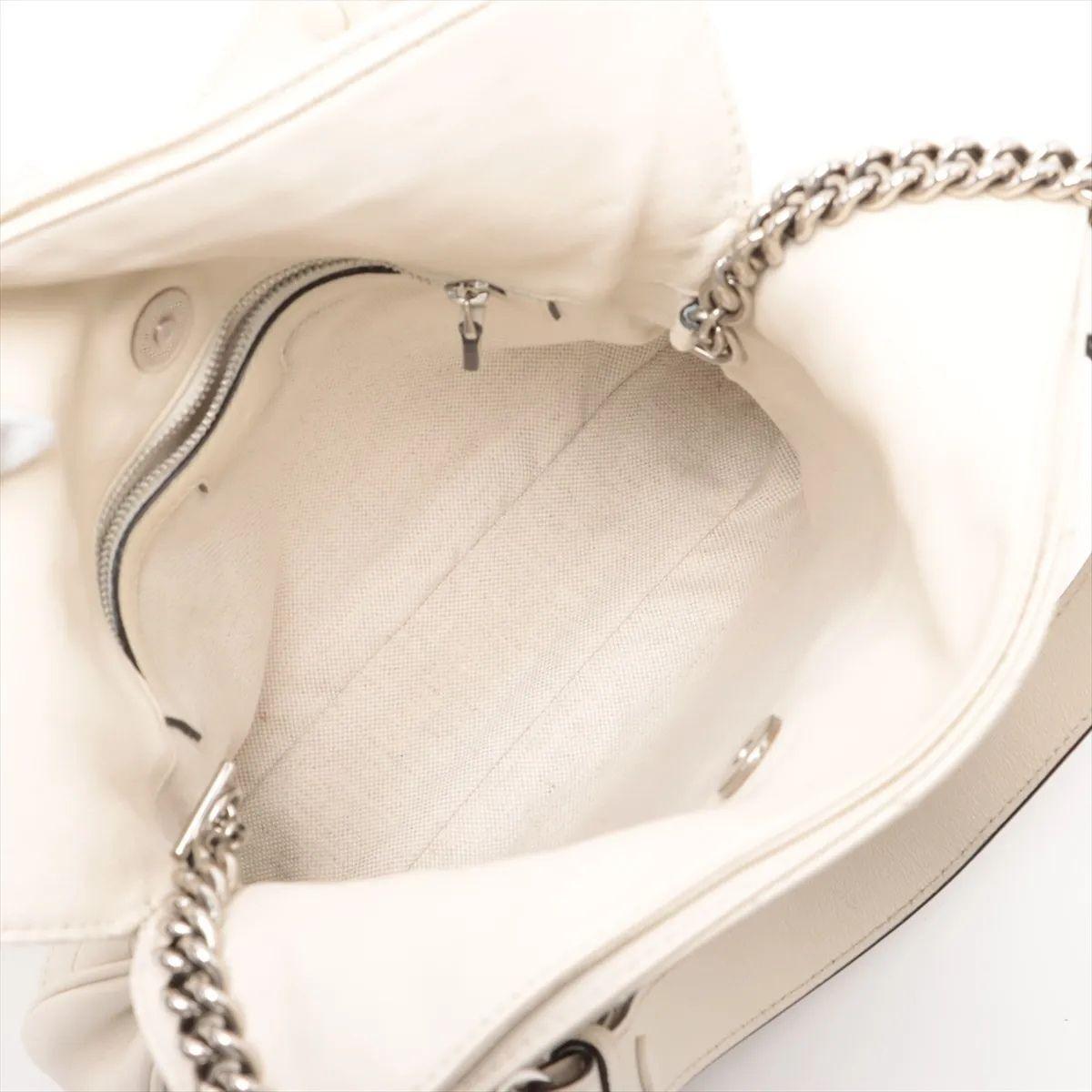 Gucci GG Logo Blondie Leather Shoulder Tote Bag White For Sale 4