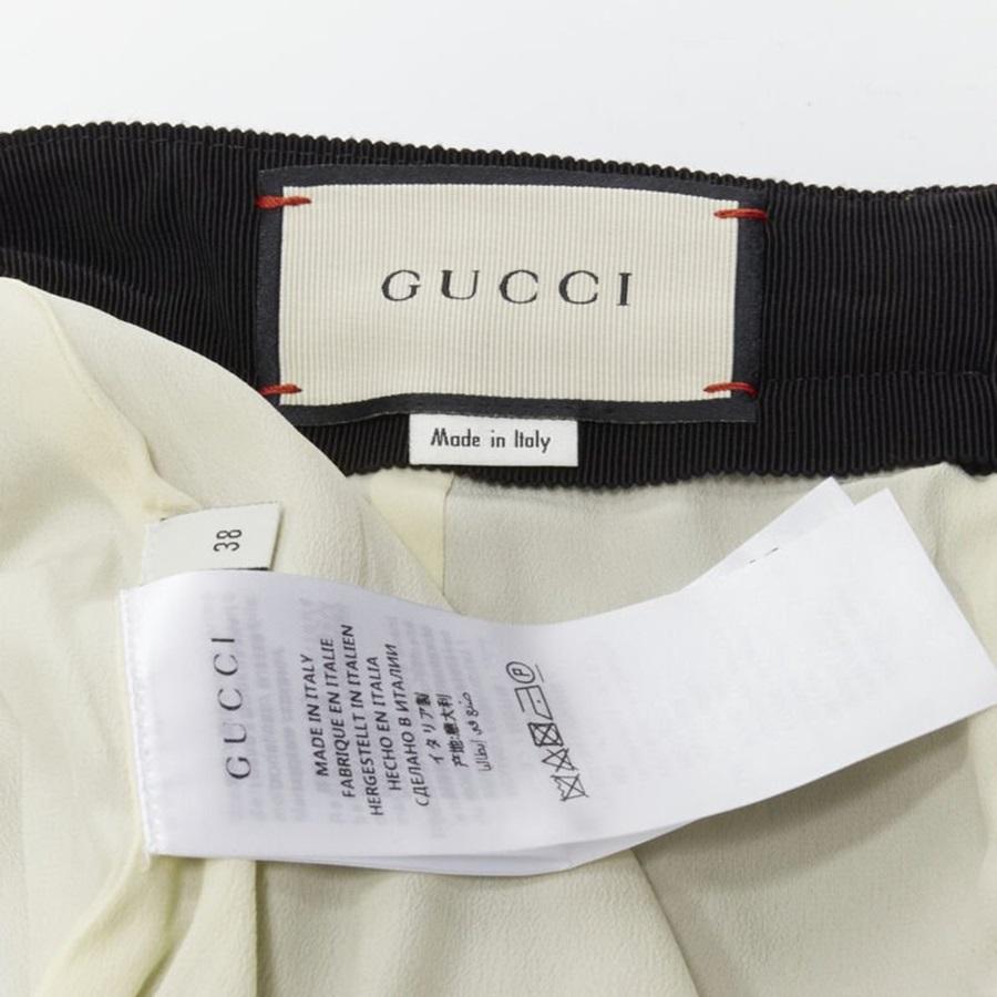 GUCCI GG logo button gold trim black tweed mini A-line skirt IT38 XS 3
