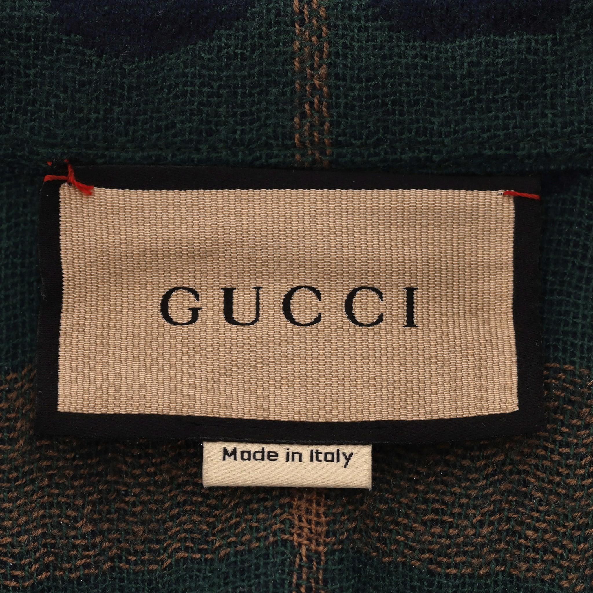 Gucci 'GG' Logo Checked Wool Shirt For Sale 1