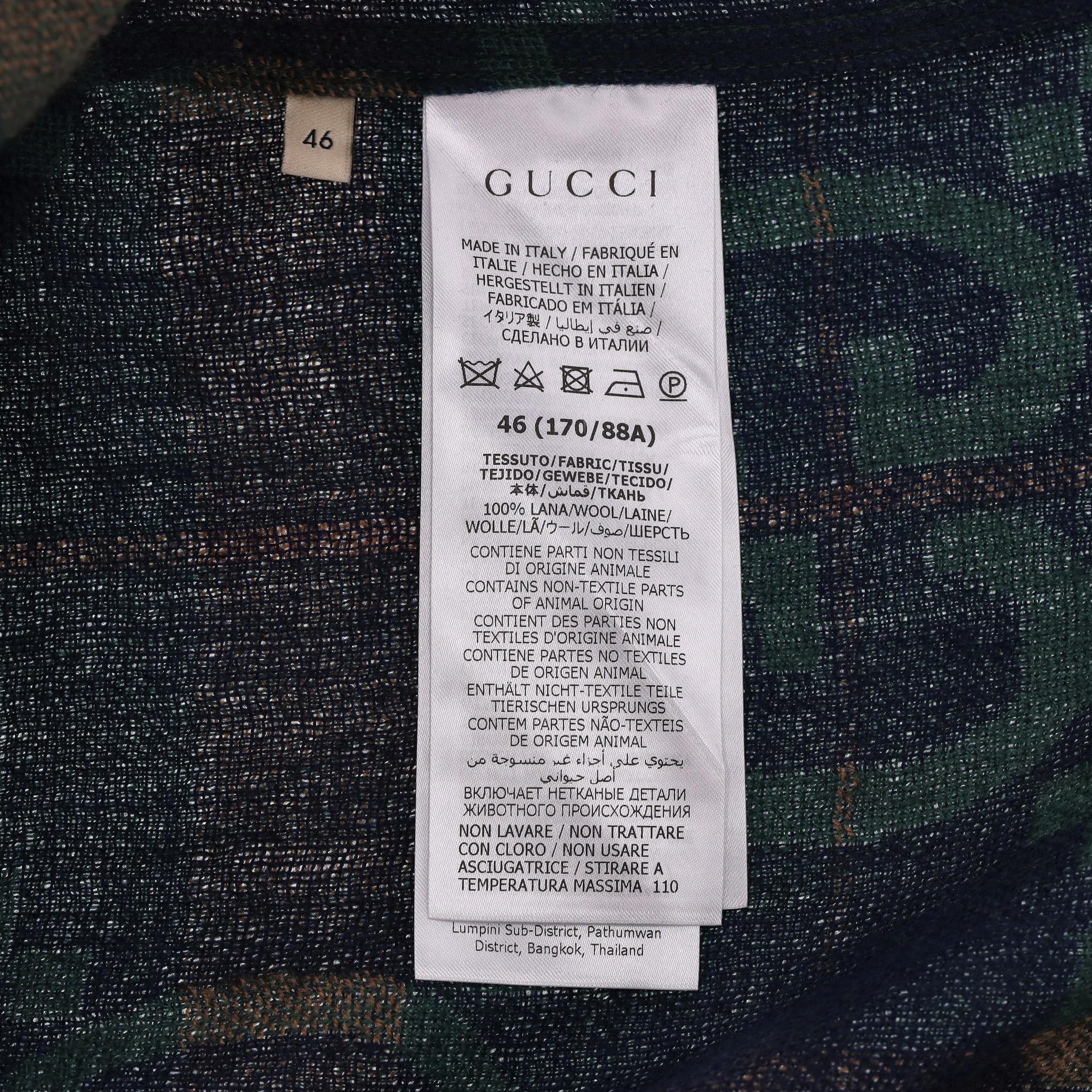 Gucci 'GG' Logo Checked Wool Shirt For Sale 2