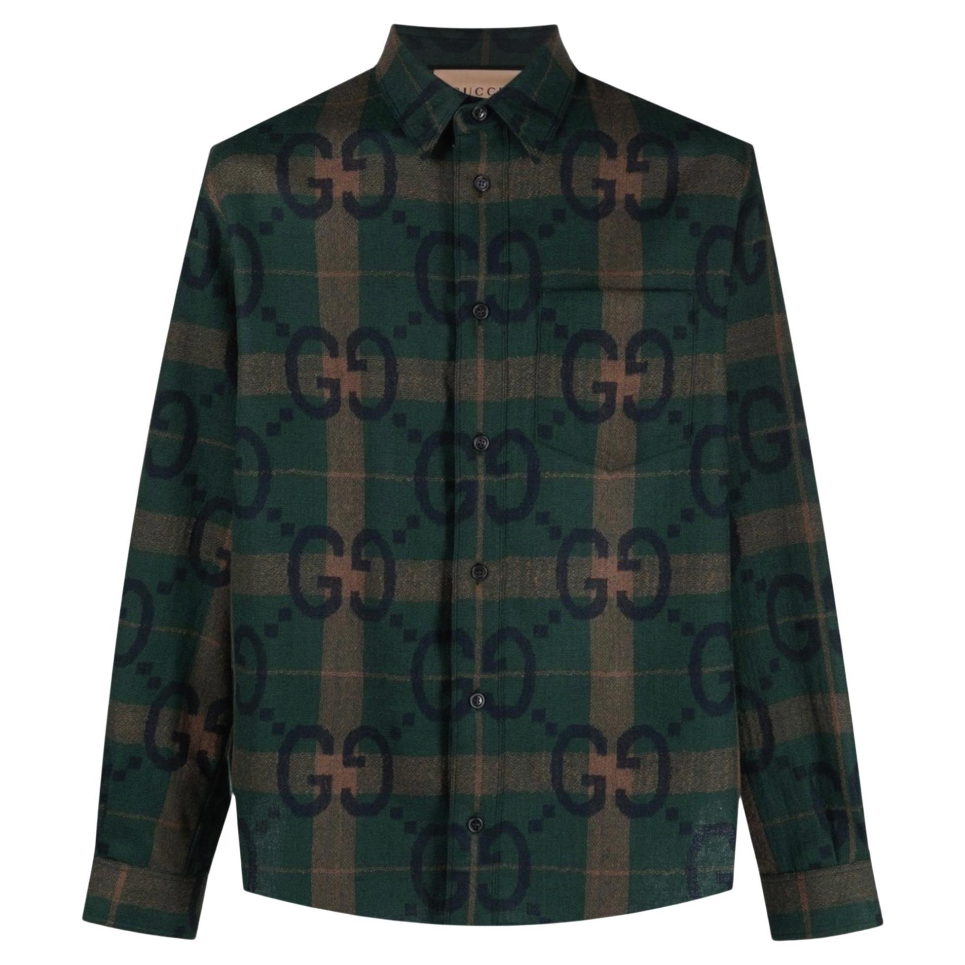 Gucci 'GG' Logo Checked Wool Shirt For Sale