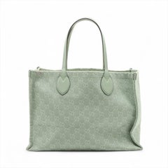 Gucci GG Logo Denim Tote Bag Green