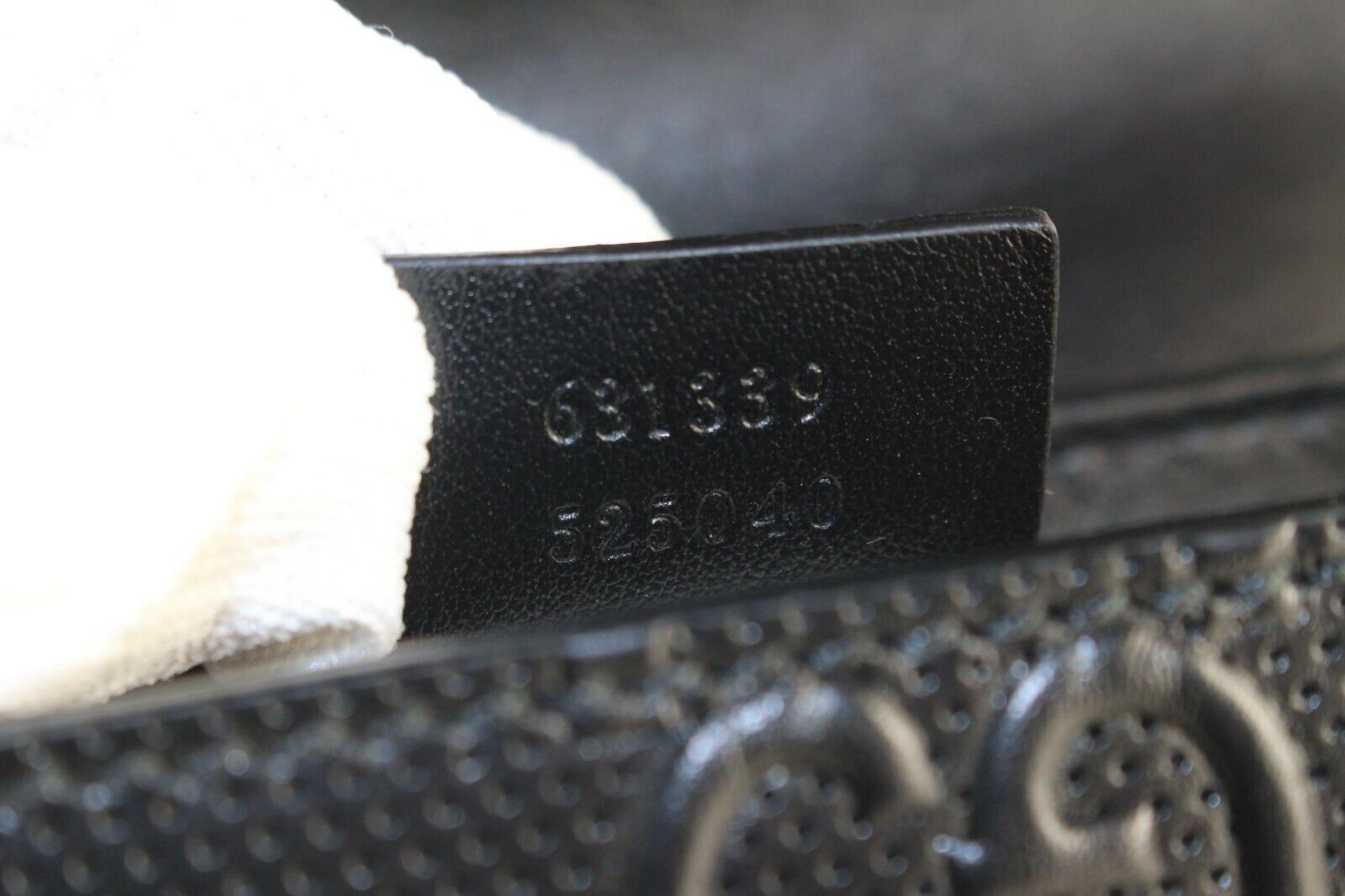 Gucci GG Logo Embossed Double Belt Bag Fanny Pack Black Leather Crossbody 1G0104 4