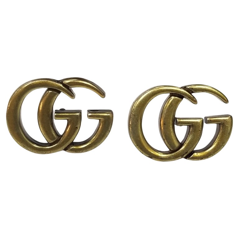 Gucci "GG" Logo Gold Plated Earrings For Sale at 1stDibs
