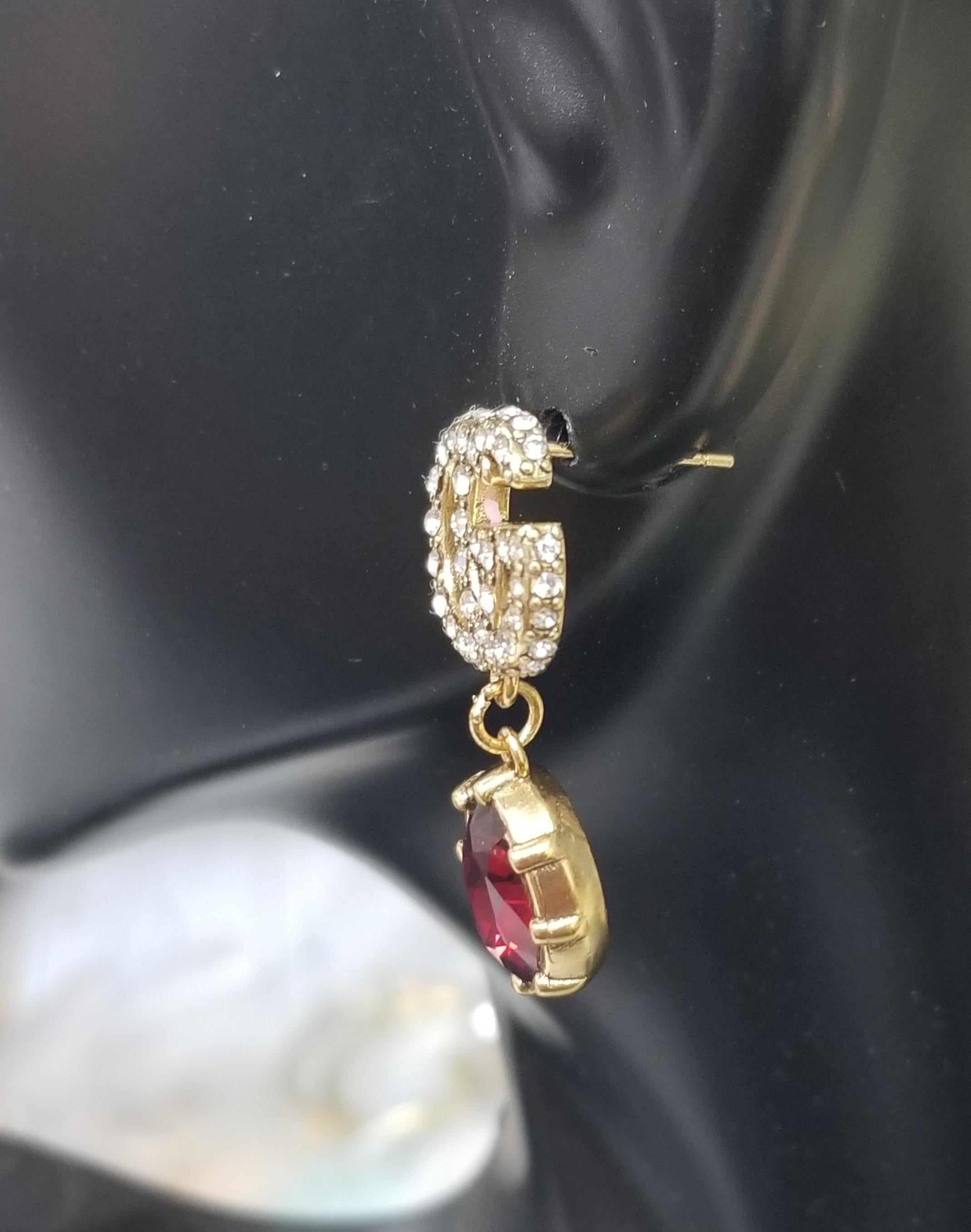 gucci crystal double g earrings