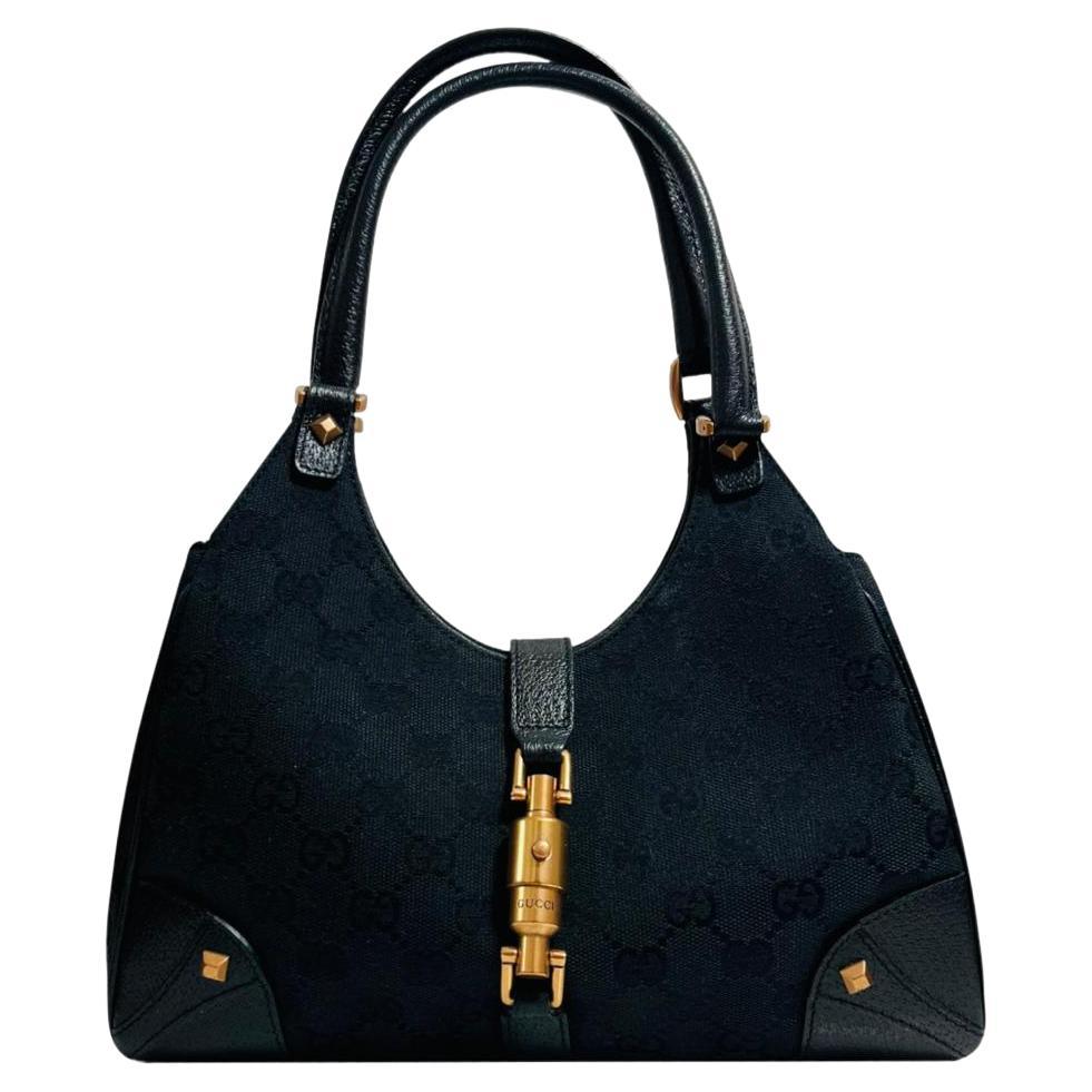 Gucci 'GG' Logo Jackie  Vintage Canvas & Leather Hobo Bag