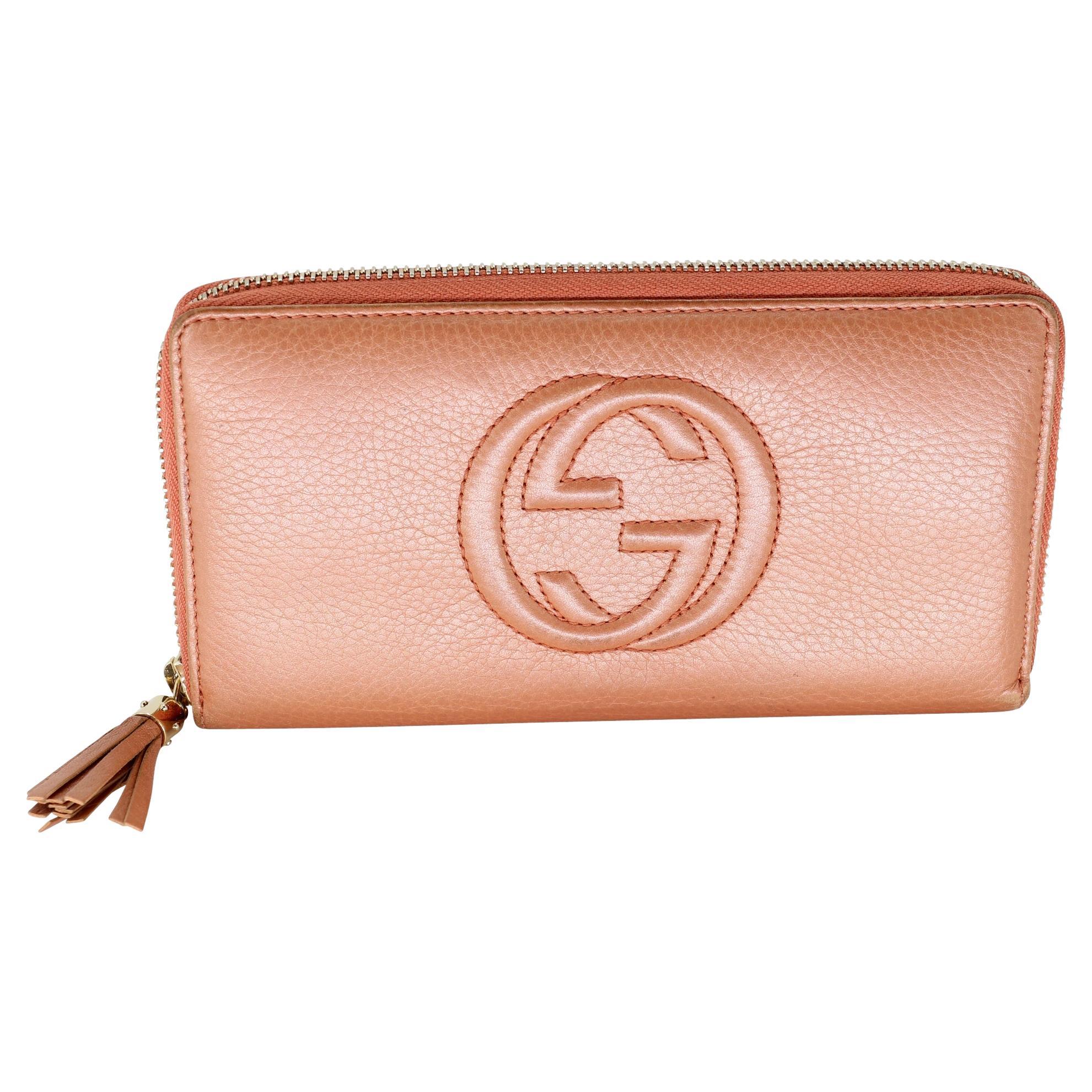 Gucci GG Logo Leather Zip Around Long Tassel Wallet GG-W1020P-A005 For Sale