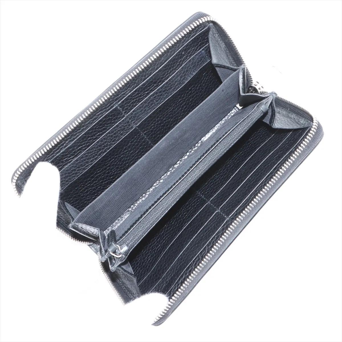 Gucci GG Logo Leather Zip Round Wallet Black In condizioni buone in vendita a Indianapolis, IN