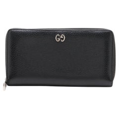 Gucci GG Logo Leather Zip Round Wallet Black