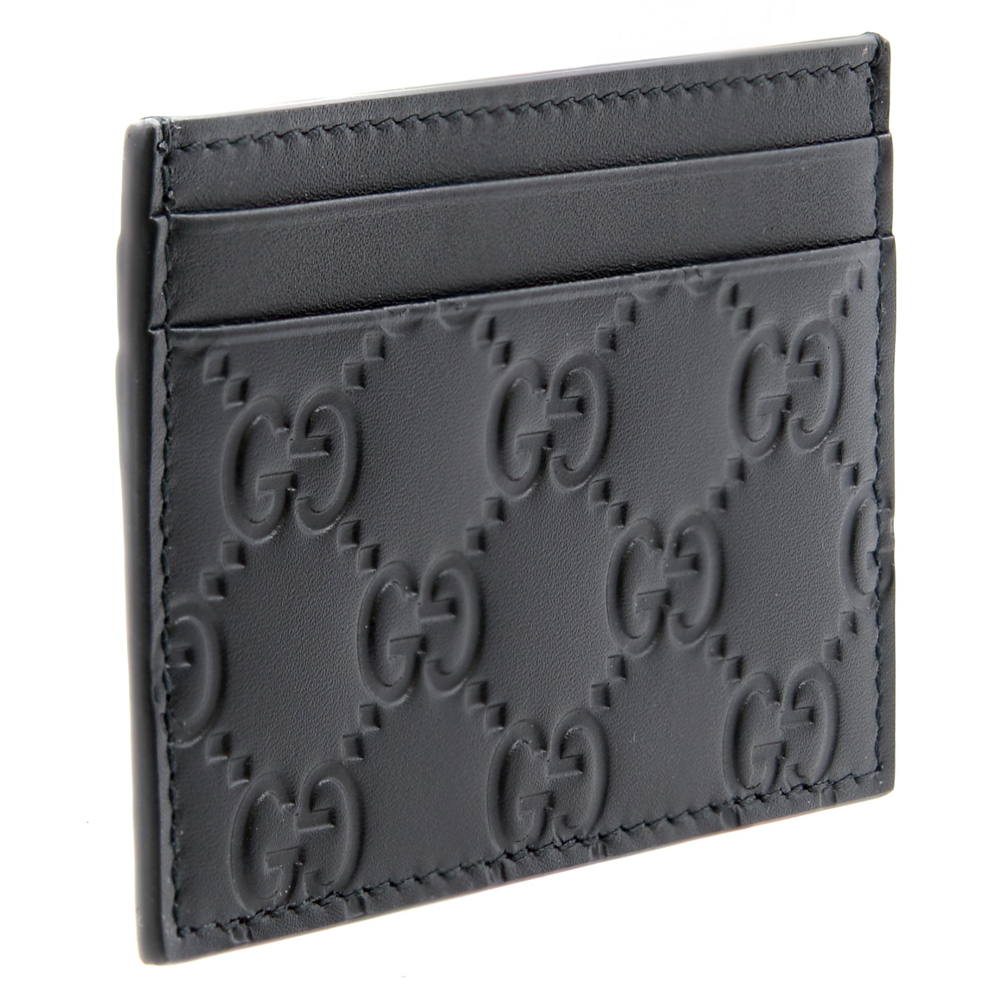 Gucci GG Logo Monogram Black Leather Mens Card Holder In New Condition In New York, NY