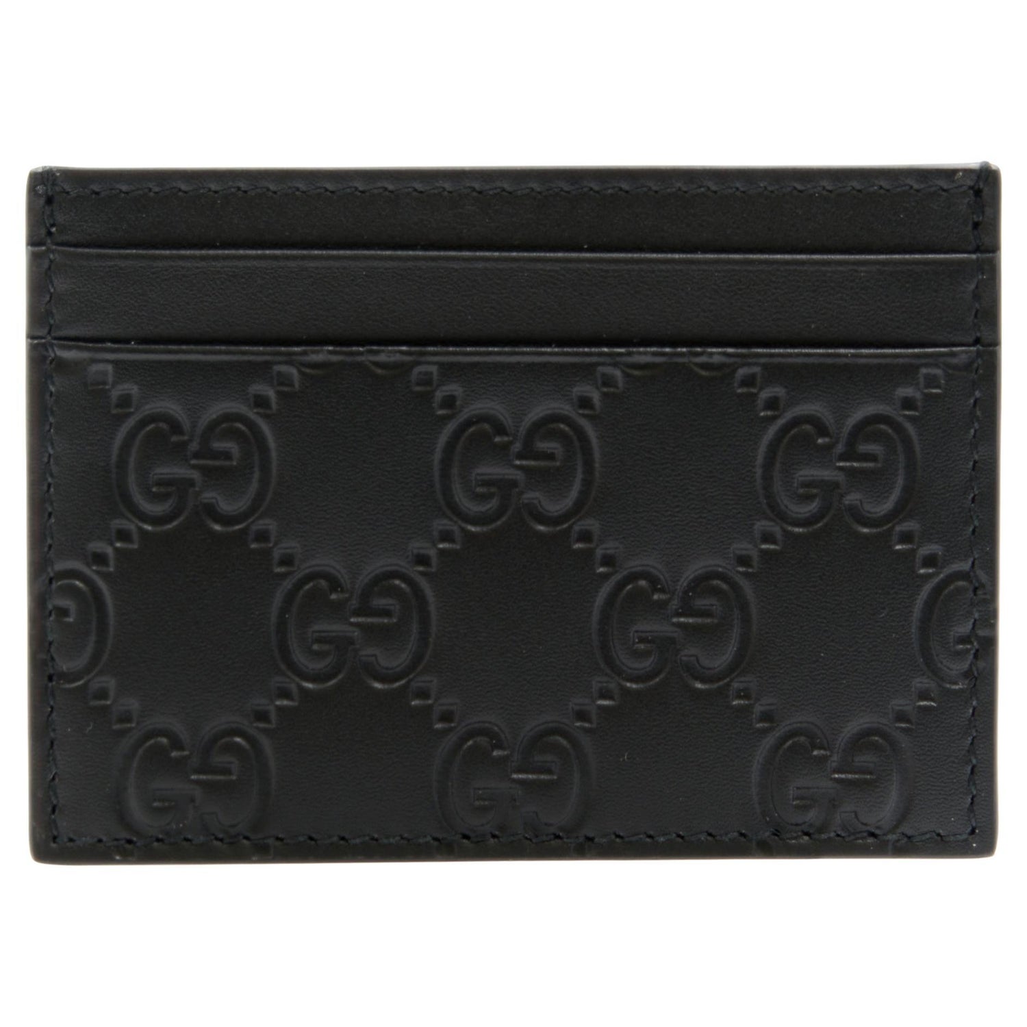 Gucci GG Logo Monogram Black Leather Mens Card Holder at 1stDibs