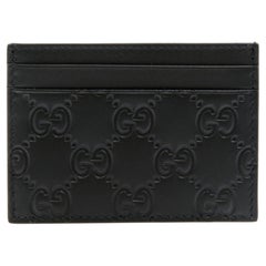 Gucci GG Logo Monogram Black Leather Mens Card Holder