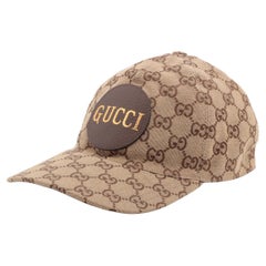 Gucci GG Logo Patch Canvas Kappe Beige
