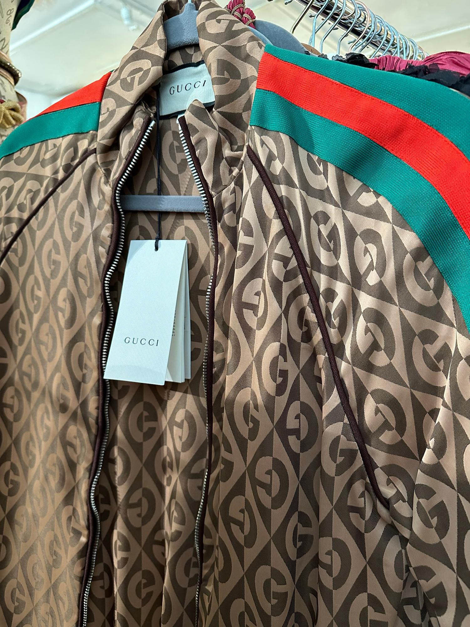 Gucci GG Logo Rojo y Verde Cinta de Web Chaqueta Bomber XXS Sin Usar Con Etiquetas 12