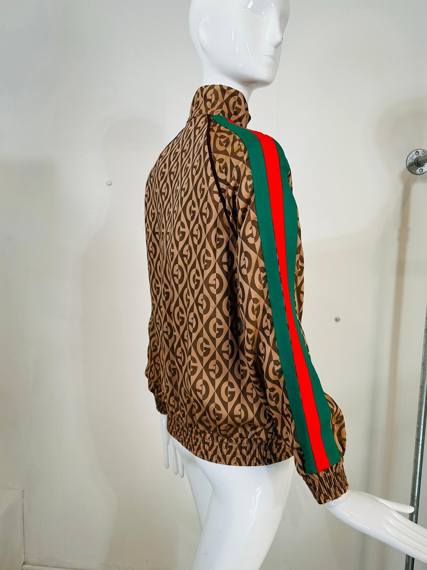 Gucci GG Logo Red & Green Web Tape Bomber Jacket XXS Unworn With Tags In Good Condition In West Palm Beach, FL