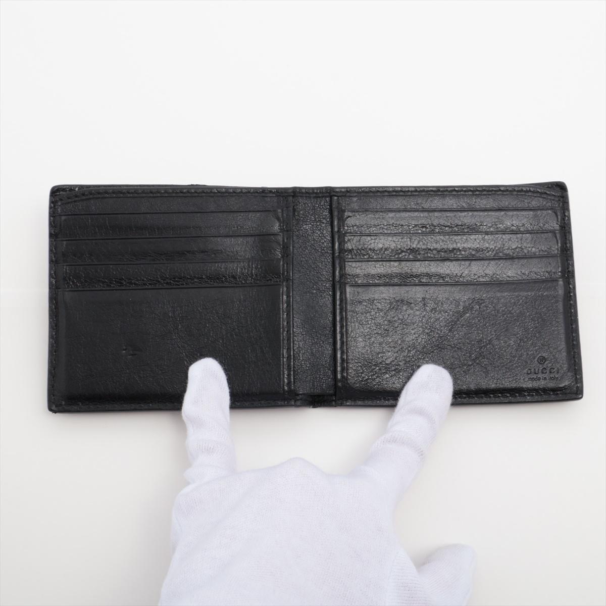 Women's Gucci GG Logo Studs  Leather Compact Wallet Black