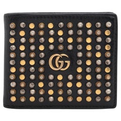 Gucci GG Logo Studs  Leather Compact Wallet Black