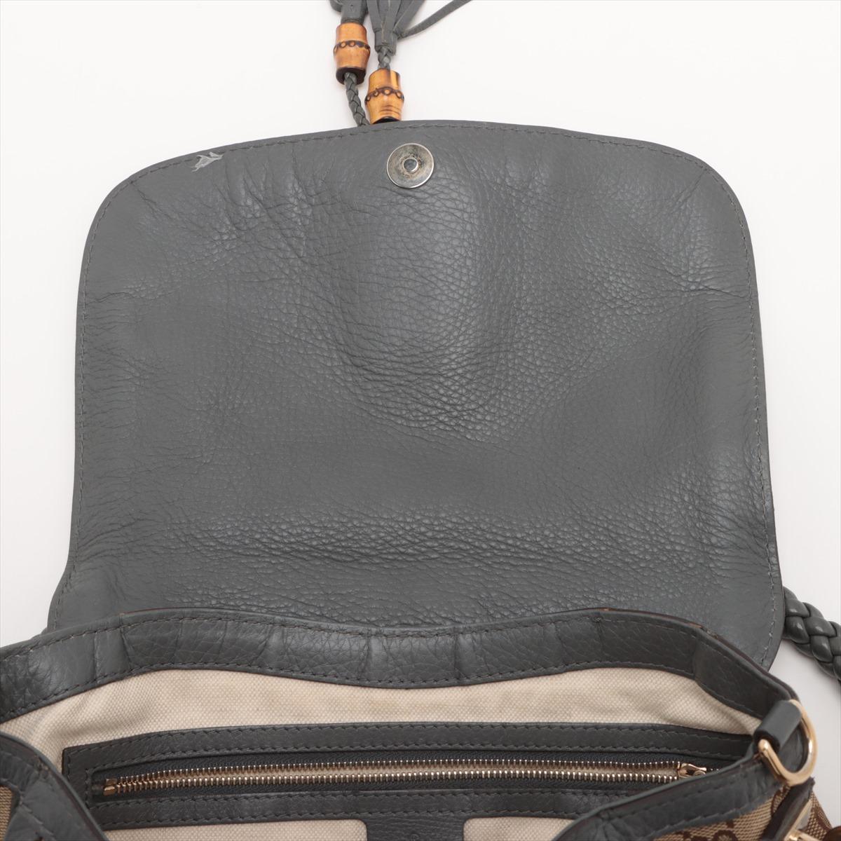 Gucci GG Logo Tassel Pelle Borsa a tracolla a due vie Marrone x Grigio in vendita 7
