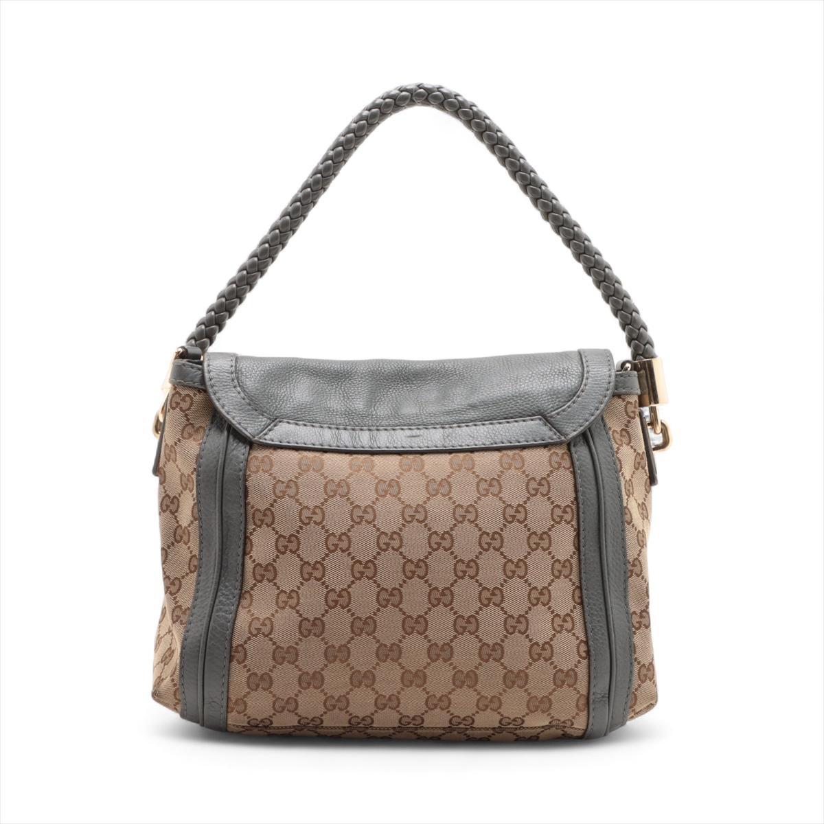 Gucci GG Logo Tassel Pelle Borsa a tracolla a due vie Marrone x Grigio In condizioni buone in vendita a Humacao, PR