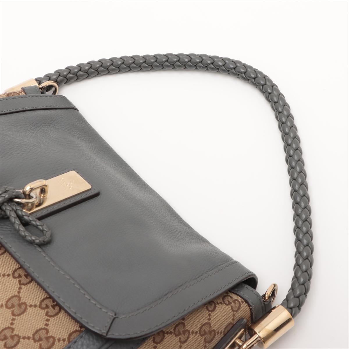 Gucci GG Logo Tassel Pelle Borsa a tracolla a due vie Marrone x Grigio in vendita 1