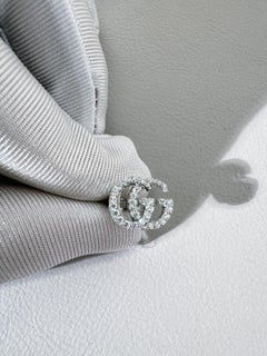 Gucci GG Marmont 18K White Gold Diamond Earrings
