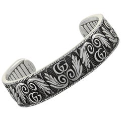Gucci GG Marmont Aged Sterling Silver Double G Motif Bracelet
