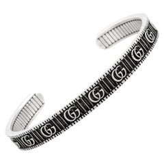 Gucci GG Marmont Aged Sterling Silver Double G Motif Cuff Bracelet