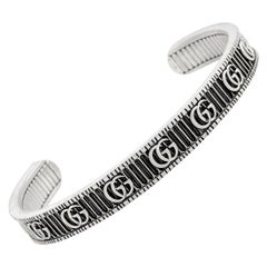 Gucci GG Marmont Aged Sterling Silver Double G Motif Cuff Bracelet